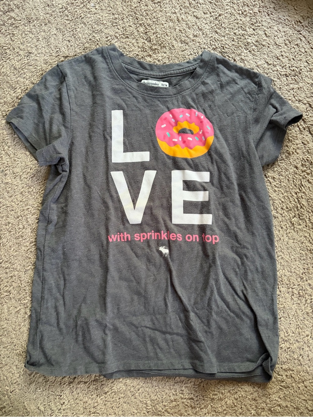 abercrombie kids Charcoal Tee with Pink Donut Graphic